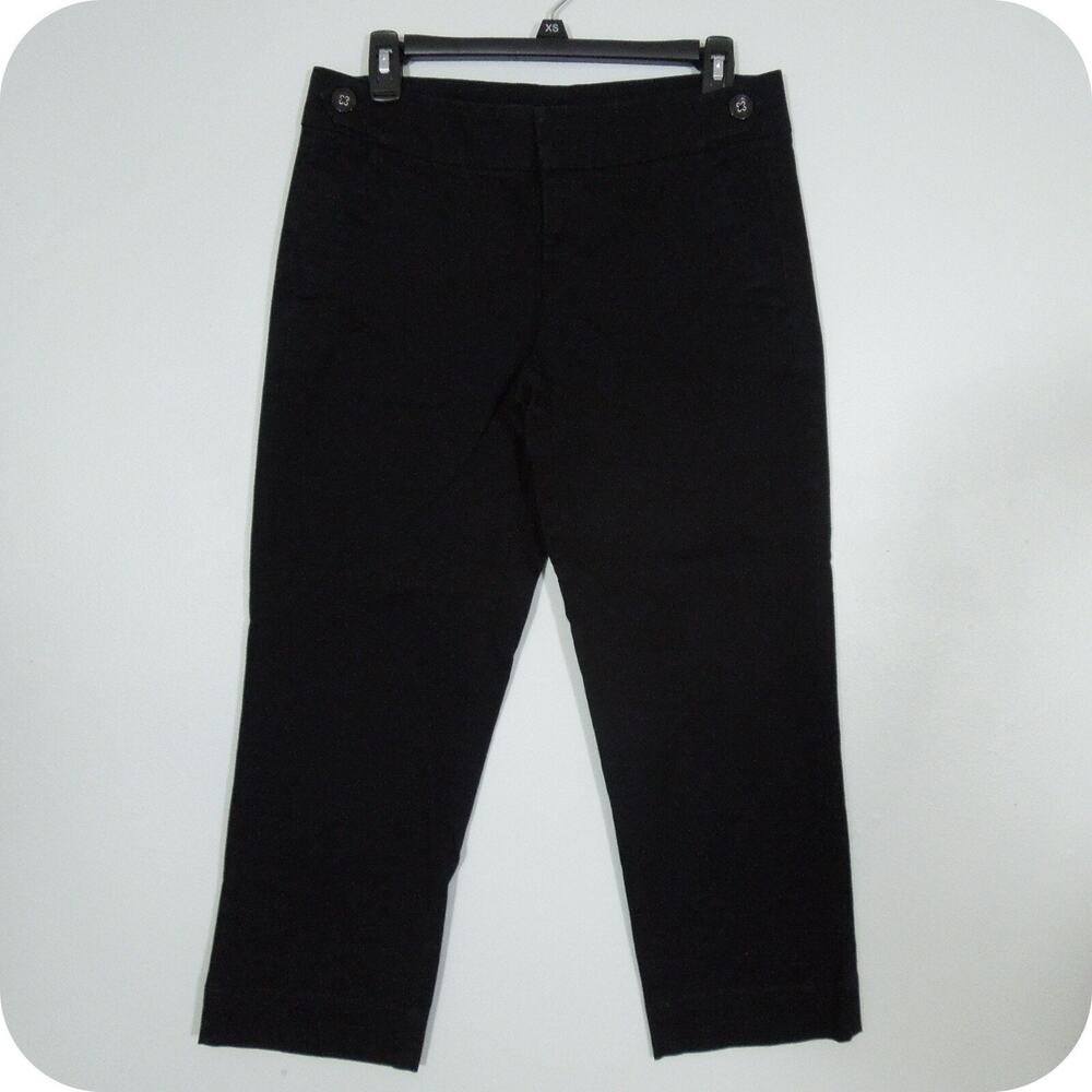 TOMMY HILFIGER Pants size 6 Womens Black Cropped Side Pockets Stretch